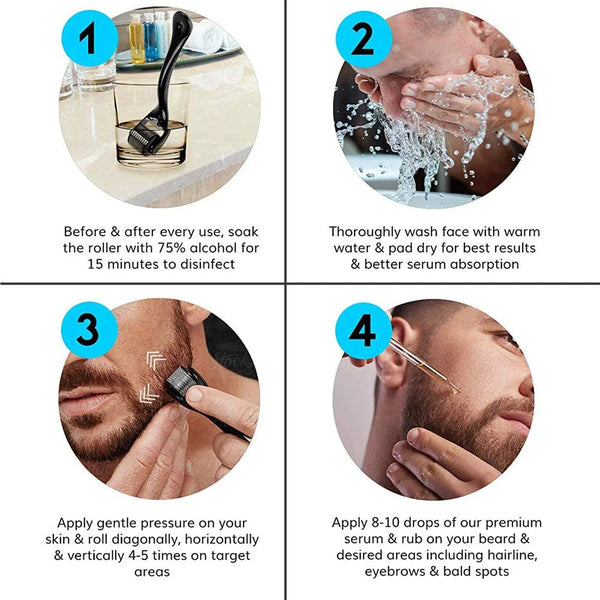 Men Beard Growth Kit for Facial Hair Growth with Derma Roller