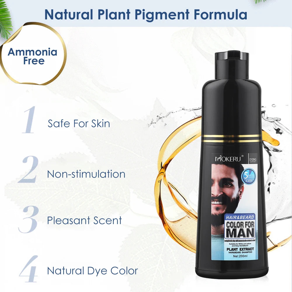Herbal Extract Fast Permanent Black Dye Hair Shampoo