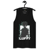 Shadowed Vigilance: LUFFY Anime Glitch Design Men’s premium tank top