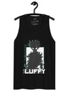 Shadowed Vigilance: LUFFY Anime Glitch Design Men’s premium tank top