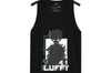 Shadowed Vigilance: LUFFY Anime Glitch Design Men’s premium tank top